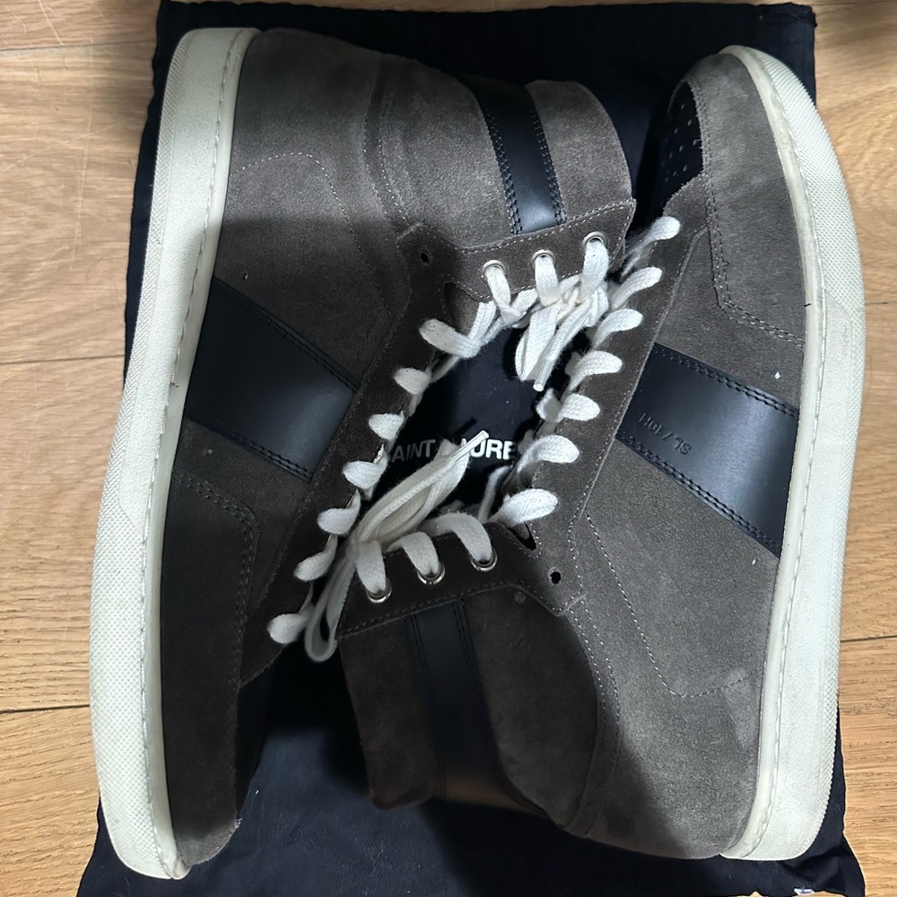 Saint Laurent Men's Dark Brown and Black Sneakers